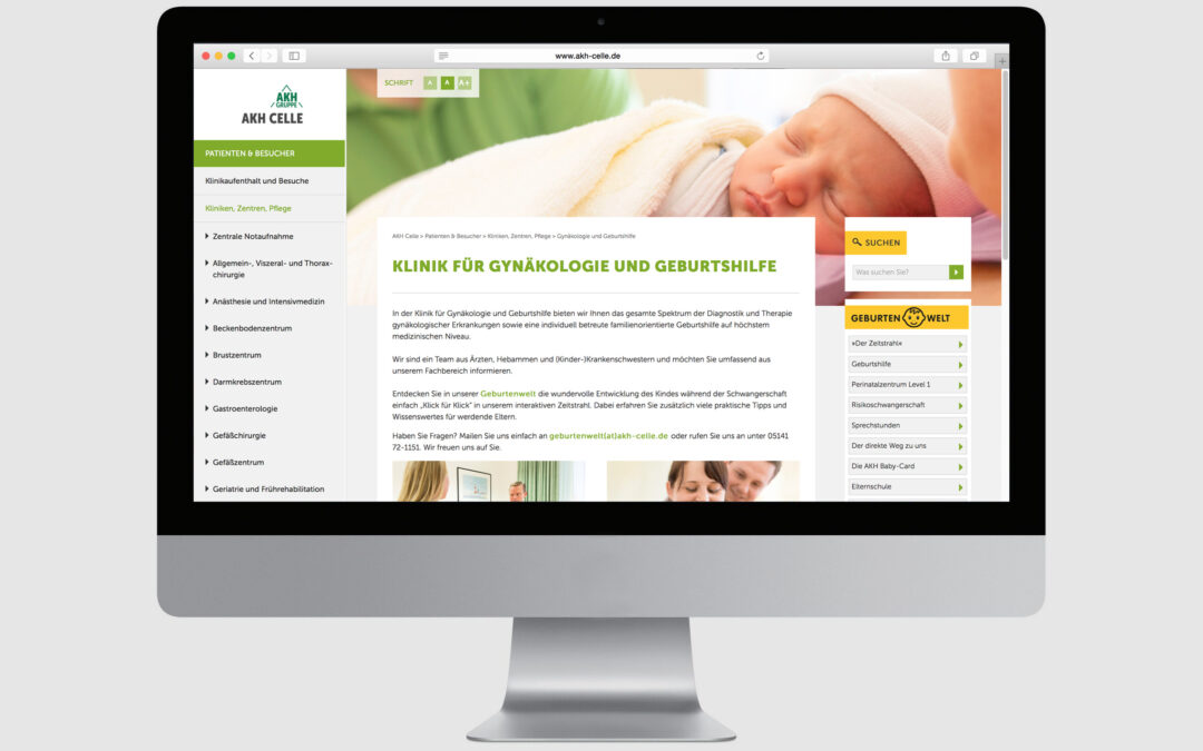 Website für Geburtenwelt des AKH Celle